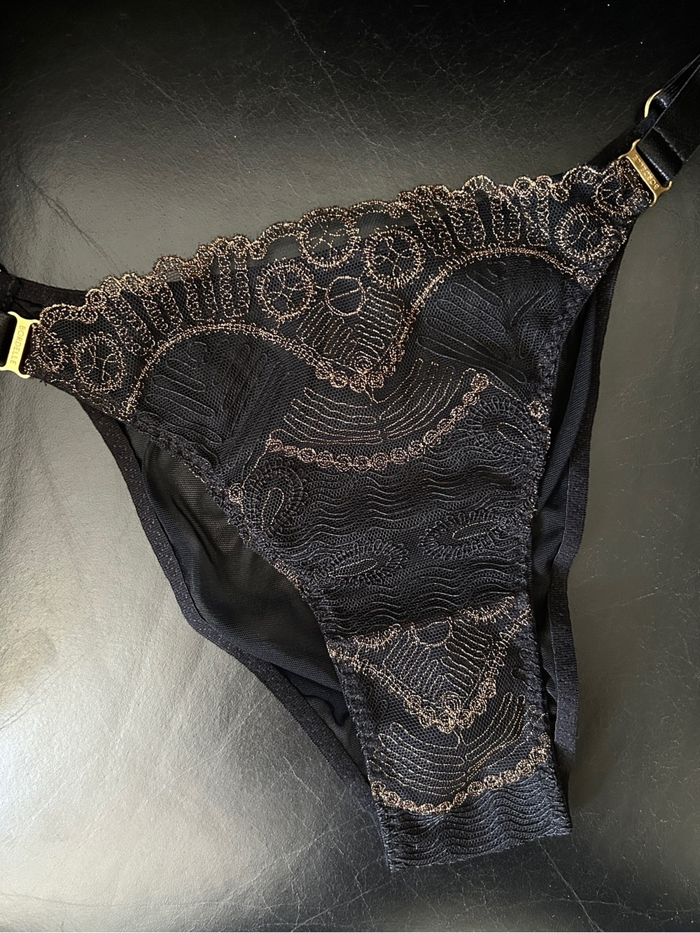 Bordelle Tierra Black Lace Bikini Panty with Metallic Threading